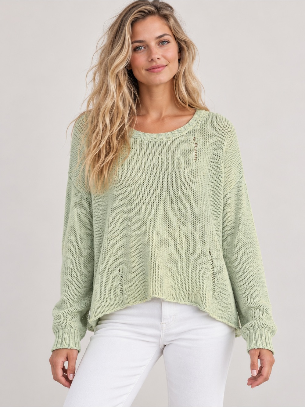 WOODEN SHIPS Key West Distressed Knit Sweater